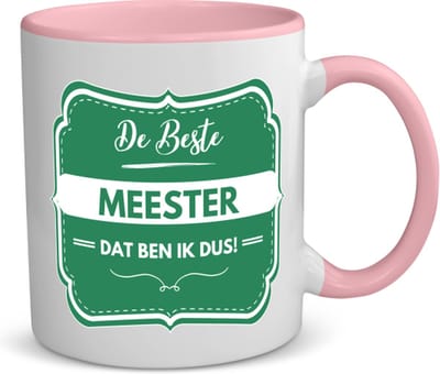 Akyol - de beste meester koffiemok - theemok - roze - Meester - beste meester - school - verjaardagscadeau - afscheidscadeau - 350 ML inhoud