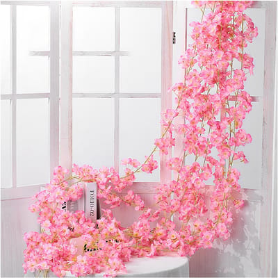 Kunstbloem Rotan Enkel 1,8m 135 stuks Bloemenhoofd Levendig Decoratief Zijde Plastic Hangend Nep