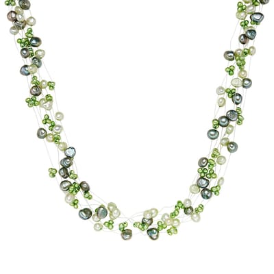 Valero Pearls Parel ketting Sterling zilver Gekweekte zoetwaterparels groen