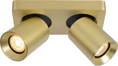 Lucide NIGEL - Plafondspot (Plafondlamp) - LED Dim to warm - GU10 - 2x5W 2200K/3000K - Mat Goud / Messing