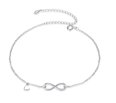 N3 Collecties Enkelbandje met oneindigheidssymbool van echt 925 sterling zilver voor dames