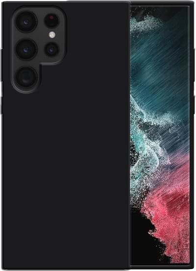 Smartphonica Siliconen hoesje voor Samsung Galaxy S22 Ultra case met zachte binnenkant - Zwart geschikt voor Samsung Galaxy S22 Ultra
