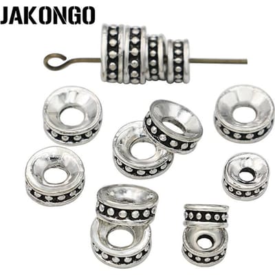 40 Pièces Perles Espacement Rondes Plaqué Argent Antique Pour Fabrication de Bijoux Bracelet Perles Libres Accessoires DIY Faits Main 6mm gray