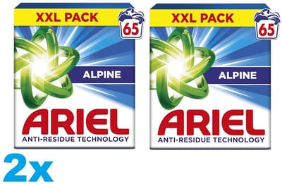 Ariel Snel Oplosbaar Waspoeder - Alpine - Anti-Residu Technologi - 2x65 Wasbeurten - 2 Stuks
