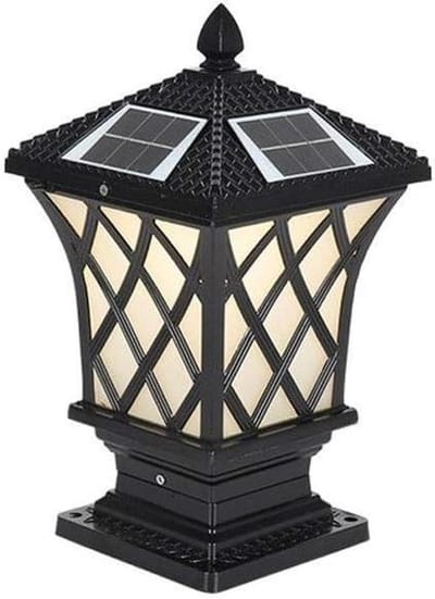 Buitenlantaarn - Tuinlamp Zuil - Pad Verlichten - Zonne-energie IP55 - Hoogte 37 cm - Zwart