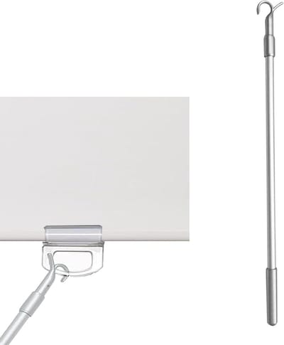 Trekstang Rolgordijn - Stok Gordijn - Rolgordijn Bediening - Telescopisch Verstelbaar - 45-70 cm - Zilver