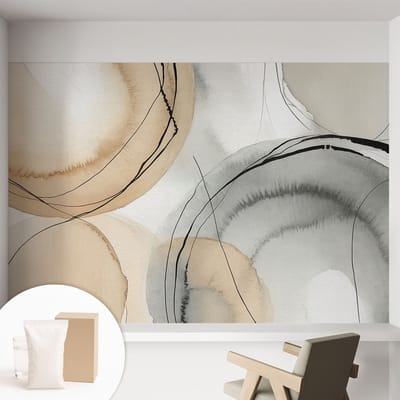 Coloray Behang - Geometrische harmonie Wanddecoratie - 152x104 cm - Zwart Behang - Voor liefhebbers van moderne kunst en minimalistische decoraties - Behang Voor de woonkamer, voor het kantoor, voor de slaapkamer - Muurbehang Abstractie