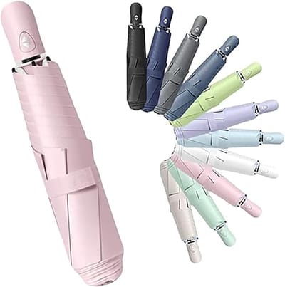 Mini Automatische Opvouwbare Paraplu - UPF50 UV-Bescherming - 6 Ribben - Regen En Zon - Voor Vrouwen, Mannen En Kinderen - Voor Reizen, Rugzak, Auto En Handtas - Roze
