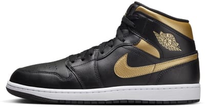 Air Jordan 1 Mid - Sneakers - Hoog - Zwart/Goud - Maat 44.5