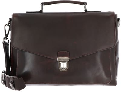 LEONHARD HEYDEN Leren aktetas business tas met laptopvak Roma Aktenmappe 1 Fach 5380 Braun donkerbruin