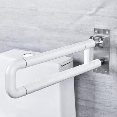 Toiletbeugel Opvouwbaar - Veiligheidsleuning Badkamer - Ouderen Helpen - Lichtgevende Cirkel - 70 cm - Wit