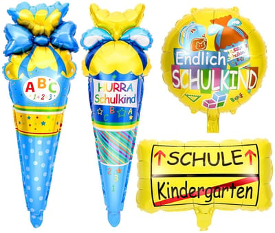 Dailygoody - Ballonnen school inscriptie - Terug naar school decoratie - 4 stuks - Folieballonnen - Versieringen voor schoolaanmelding - Geschikt voor...