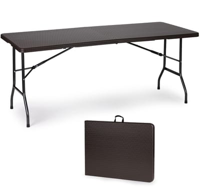 Dailygoods- Tuintafel Inklapbaar 180 x 75 cm - Campingtafel - Buffettafel - Klaptafel - Kunststof Tafel - Stalen Frame