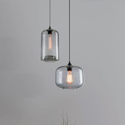 Zambelis Hanglamp 14101 van glas, rookgrijs, Ø 19 cm