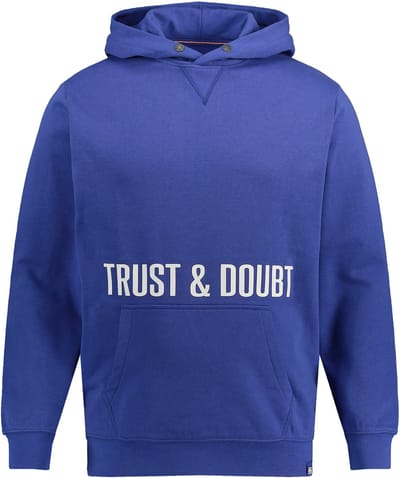 STHUGE - Heren - Hoodie lange mouwen capuchon print op de borst - Koningsblauw - Maat 3XL