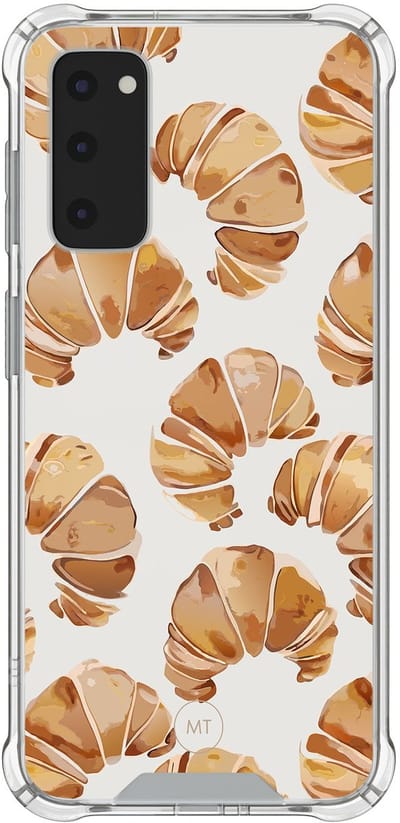 Hoesje (shockproof) geschikt voor Samsung Galaxy S20 FE - Croissant - Extra sterke case - TPU/polycarbonaat - Print - Beige, Transparant