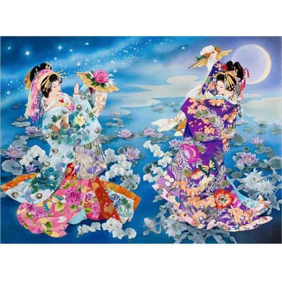 5D bricolage diamant broderie point de croix diamant mosaïque femme japonaise geisha diamant peinture couture décor 20X30CM blue