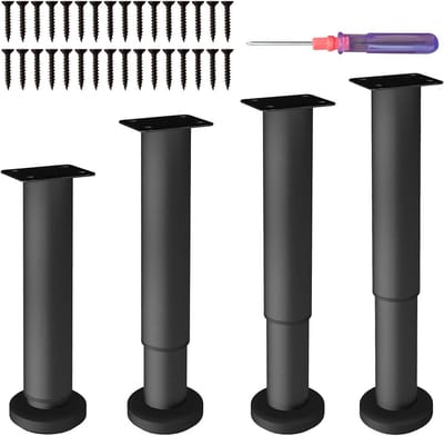Set van 4 Verstelbare Meubelpoten Zwart Staal 18-30 cm Hoogte