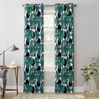 Moderne raamgordijnen voor woonkamer Tropische zomerbladeren Groene gordijnen voor kinderslaapkamer Keukendecor Jaloezieën Draperieën 135W x 60H(cm) x1 gray