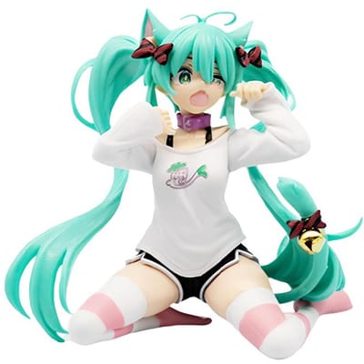 Hatsune Miku Desktop Schattige Actiefiguur 12cm Neko T-shirt Vers. Anime Figuur Kawaii Meisje Model Speelgoed Cadeau white
