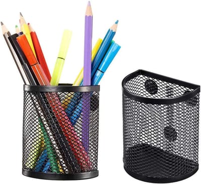 Magnetische Penhouder en Opbergmand 2-Pack - Ruimtebesparende Organizers voor Koelkast en Kantoor