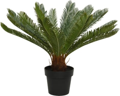 Decoris Kunstplant Varenpalm - groen - D80 x H60 cm - zwarte pot - kunststof - Varens planten