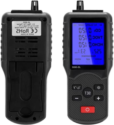 Luchtkwaliteit Monitor - CO2 Meter - Binnenlucht Meten - 8 In 1 Functies - 176 x 73 mm - Zwart