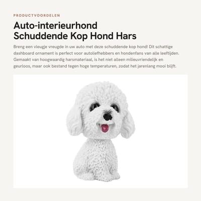 Dailygoods- Bobblehead Hondenfiguur - Dashboard Poppetje - Hars Ornament - Schattig Auto-interieur - Eenvoudig te Bevestigen - Hoge Simulatie