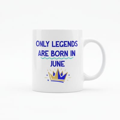Only Legends Are Born in June Mok – 330 ml Keramische Koffiemok – Verjaardagscadeau voor Juni Geboren – Met Kroon Design