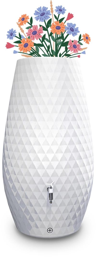 GARANTIA TRIAGON 2in1 beplantbare regenton 230 Liter arctic met geïntegreerde plantenschaal