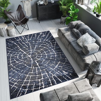Tapiso Breeze K Vloerkleed Donkerblauw Hout Modern Tapijt Maat- 140x200