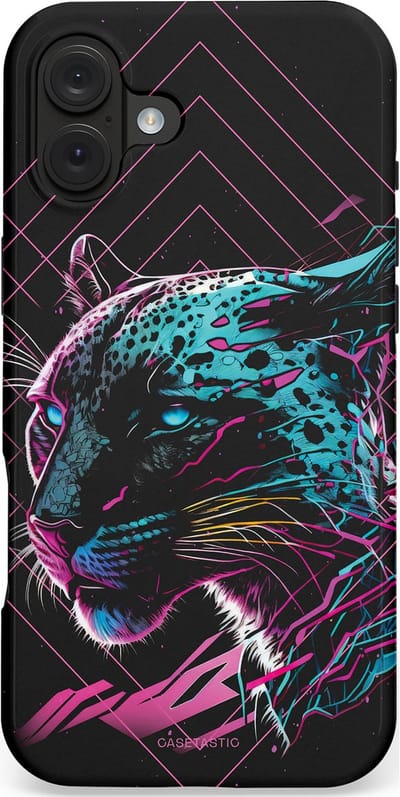 Casetastic hoesje geschikt voor Apple iPhone 16 Plus - MagSafe - Dubbellaagse bescherming - Neon Jager - Fashion Case - Zwart Petrol