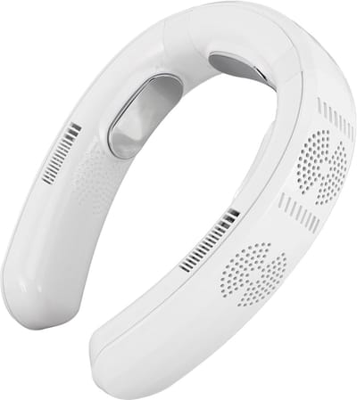 Draagbare ventilator om de nek, oplaadbare bladloze airconditioner met digitaal display, 3 windstanden, geschikt voor binnen en buiten (wit)