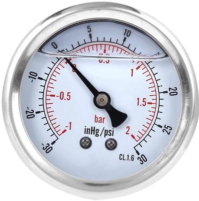 Allecto - Olievulde Manometer - Drukmeting - Betrouwbaar - 1/4Bsp