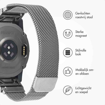 imoshion Milanees bandje - Geschikt voor Garmin 20 mm aansluiting - Maat L/XL - Zilver
