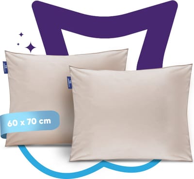 Slaapspeciaal eazydekbed Kussensloop - Beige - 60x70 cm - Set van 2 - Zacht, Hypoallergeen, Ademend, Vochtregulerend, Dubbelgestikt & Onderhoudsvriendelijk