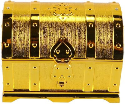 Dailygoods- Piratenschatkist Goud - Afsluitbaar met Slot - Draagbaar Retro-ontwerp - Antislipbodem - Klinknagelrand - Handgemaakt en Duurzaam - Schatkist