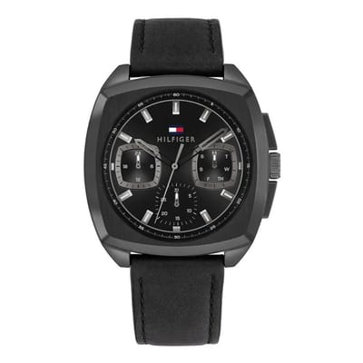 Tommy Hilfiger Apollo 1710556 Horloge - Leer - Zwart - Ø 40 mm