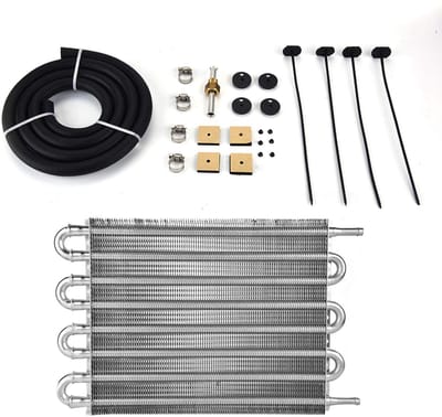 Dailygoods- Oliekoelerset Universeel - Aluminium Transmissiekoeler - 8-doorlaatbuis - Oliekoelerleiding - Converter - 254 mm Lengte - Oliekoeler