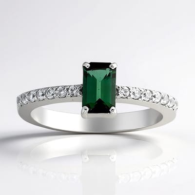 Cavill - Elegante Zilveren Ring - 925 Sterling Zilver Platina Geplatineerd - Braziliaanse Indigoliet 0,55 ct - 14 Zirkonia 0,24 ct
