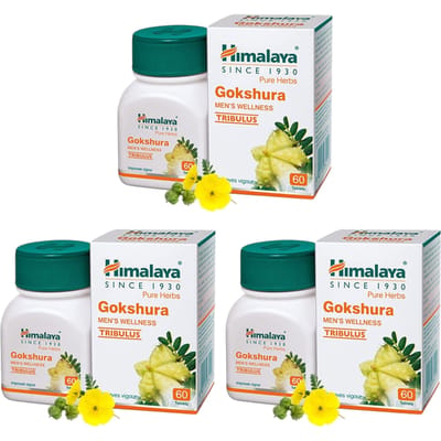 Himalaya Herbals 3 x Gokshura Tabletten voor Kracht & Uithoudingsvermogen Ondersteuning – 60 Stuks per Verpakking – Plantaardige Prestatieverbeteraar – Totaal 180 Tabletten