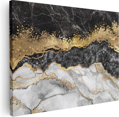 Artaza Canvas Schilderij Marmer Goud - 40x30 cm - Klein - Wanddecoratie Abstract - Muurdecoratie Woonkamer - Kamer Accessoires