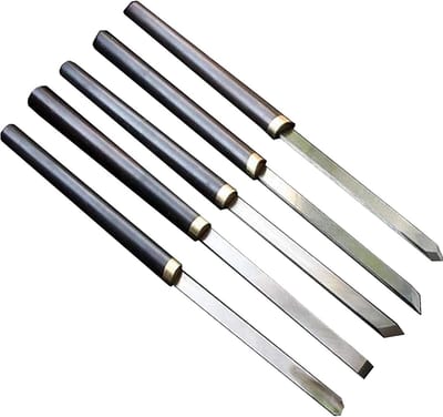 Houtbeitels Set - Draaibank Gereedschap - Houtbewerking - 5 Verschillende Vormen - 32cm Totale Lengte