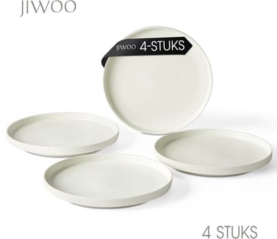Dinerborden set van 4 (Ø21,3cm / 8inch), Bordenset, Ontbijtborden, Dessertborden, serviesset 4 persoons, Geschikt voor restaurants, Horeca, Feest, familiefeesten, banketten en picknicks, Magnetron-vaatwasserbestendig, Keramiek