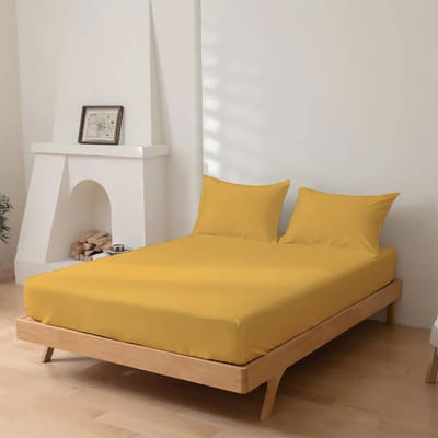 Dreamers Den - Hoeslaken - 100% Katoen Percaline - Katoen - Goud Geel - 90x220cm - 28cm Hoekhoogte