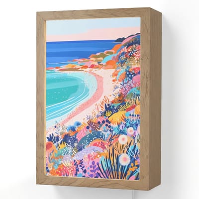 Wandlamp 20x30 cm - Oplaadbaar - Bloemenweide - Zee - Zomers - Wandlampen binnen woonkamer - Slaapkamer lamp met kabel - Decoratieve nachtlamp - Vloerlamp snoer