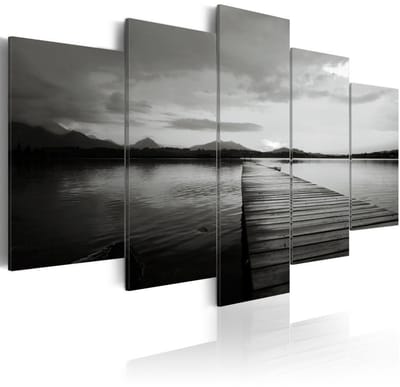 Schilderij - Eiland van herinneringen, zwart/wit, 5 luik
