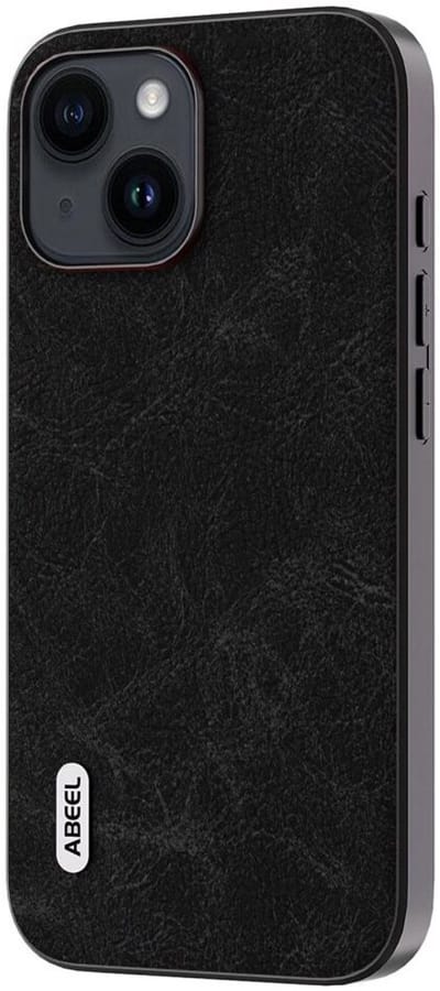 ABEEL Hoesje Geschikt voor Apple iPhone 15 - Back Cover met Litchi Textuur - Dreamy Zwart