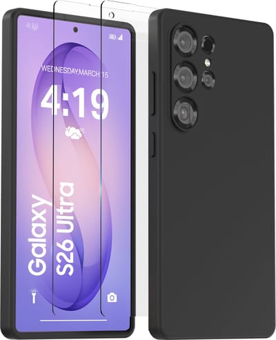Hoesje geschikt voor Samsung S26 Ultra Zwart - 2x screenprotector - beschermglas screen protector- Anti Shock case