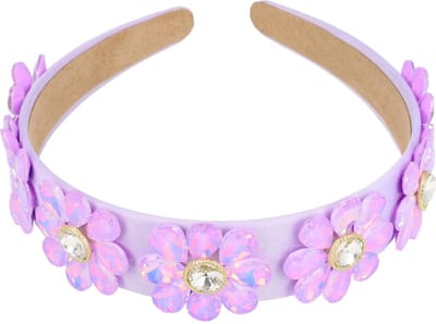 Haarsoires Haarband Diadeem 4cm – Bloemen - Facetstenen – Paars
